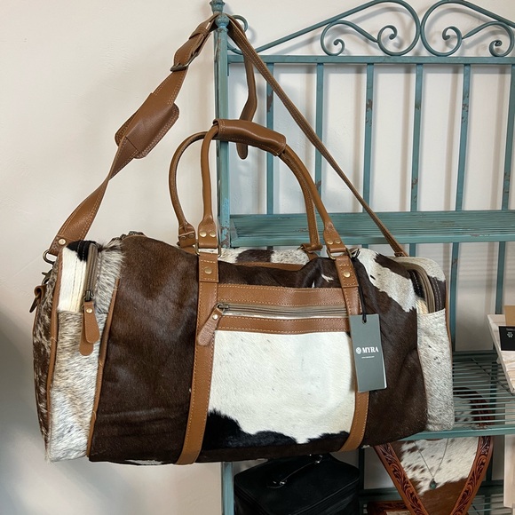 Myra Bag Handbags - 🔥New Myra Bag genuine Leather cowhide hair-on duffle bag travel unisex